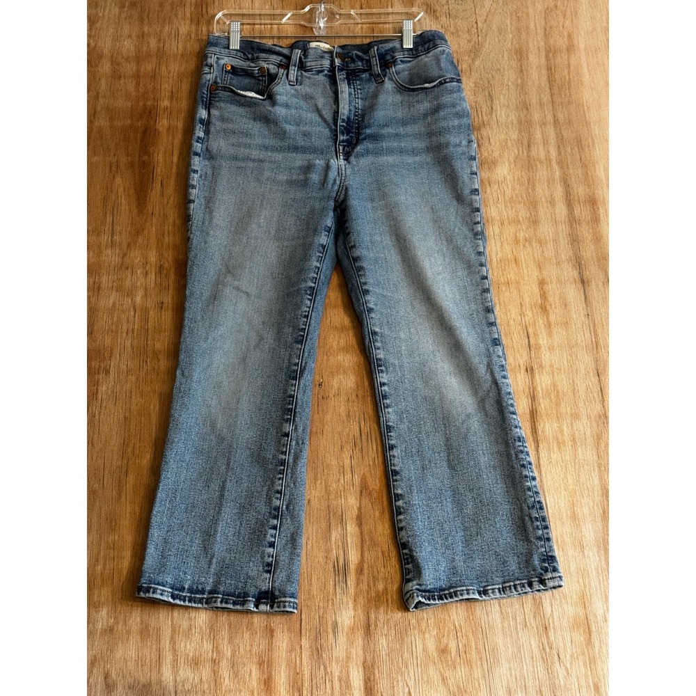 Madewell Cali Demi-Boot Jeans Medium Wash High Rise Cropped Flare Size 31